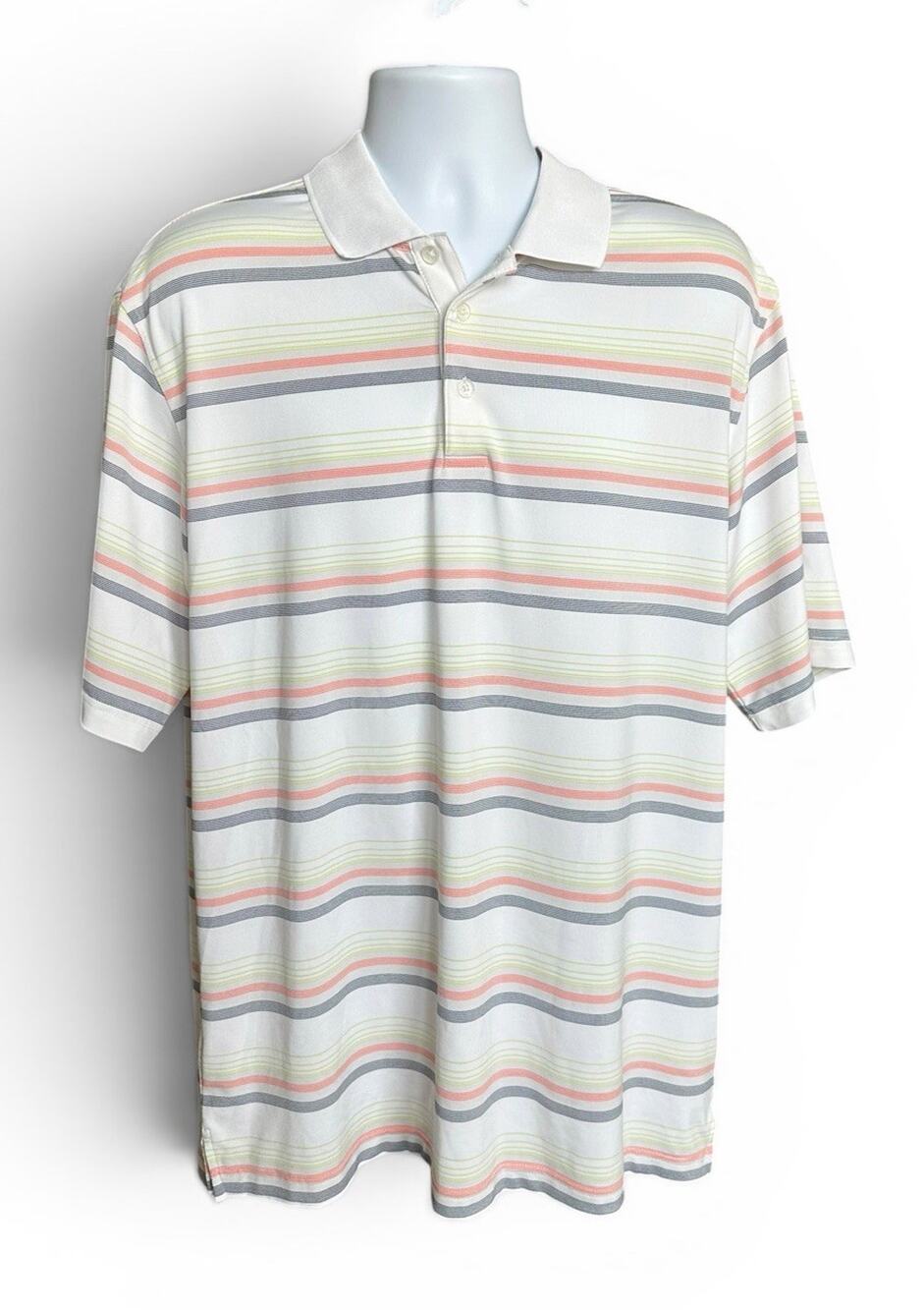 Tommy Armour Polo Shirt Mens Multicolor Stripe DRI-LOGIC Golf Performance Large